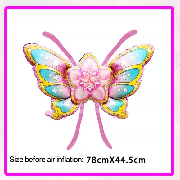 🆕5 sets Pink Fairy Foil Balloon 3-piece: fairy wing+crown+wand - Picture 3 of 5